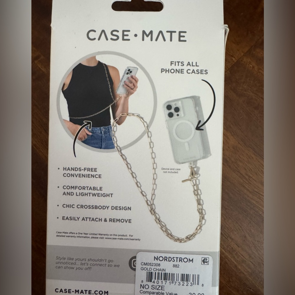 Case-Mate Phone Crossbody with Gold Chain, don’t loose your phone - Picture 2 of 2